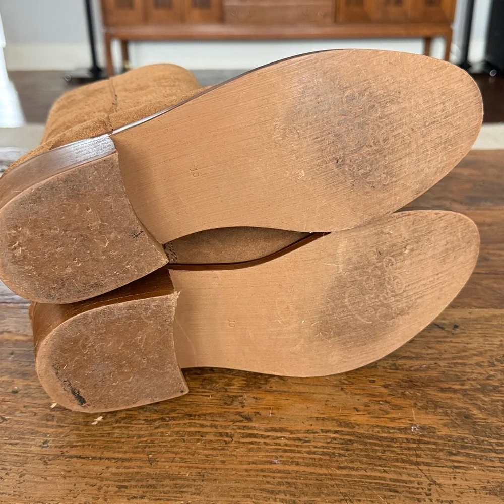 Naughty Monkey Tan Stride Suede Distressed Pull On Tall Boots Size 10 - Picture 7 of 7